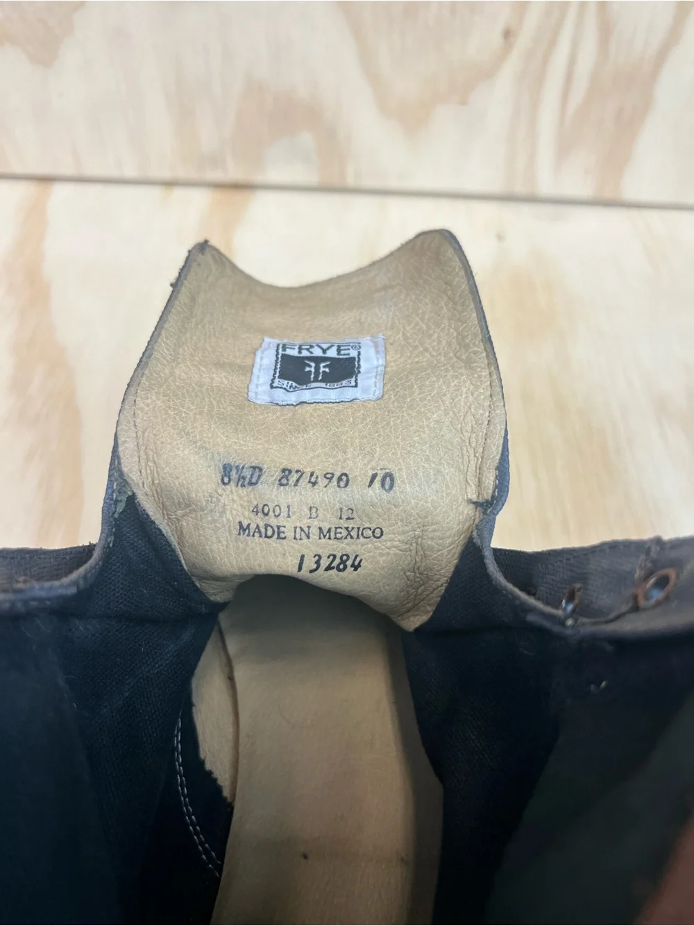 Frye Brown and Black Leather and Canvas Lace-Up Combat Boots